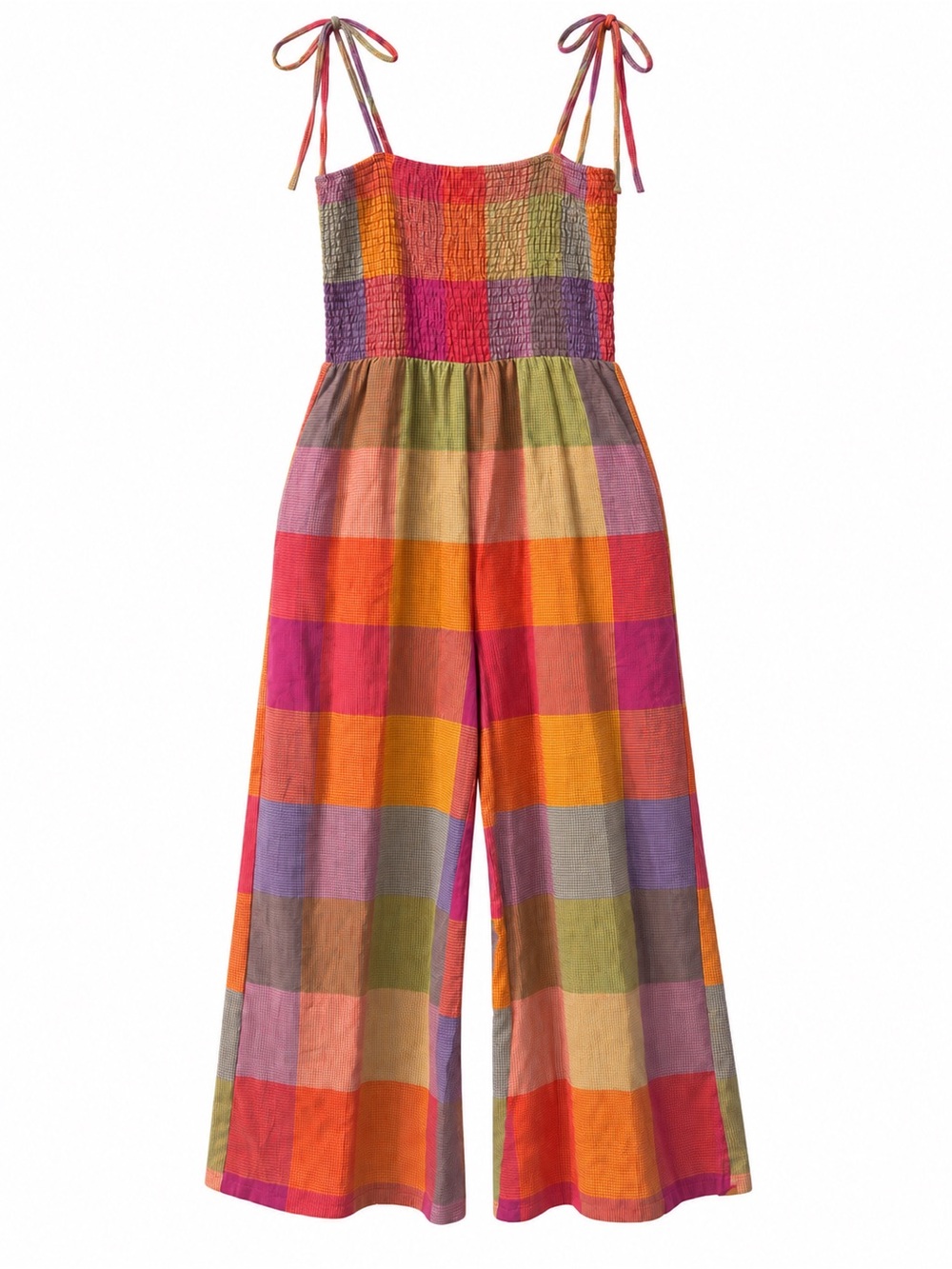 NWOT dRA Los Angeles Anthropologie Patchwork Plaid Wide Leg Jumpsuit - Size M